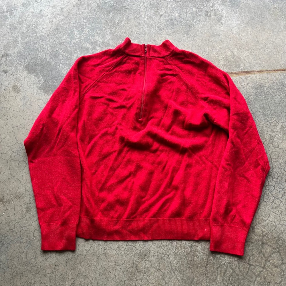 Designers Original Petite Womens Red Luxelon Quarter Zip Mock Neck Sweater PM